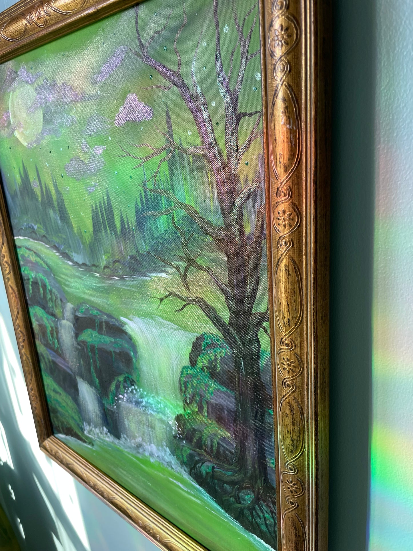 Acrylic Painting - Enchanted Waterfall