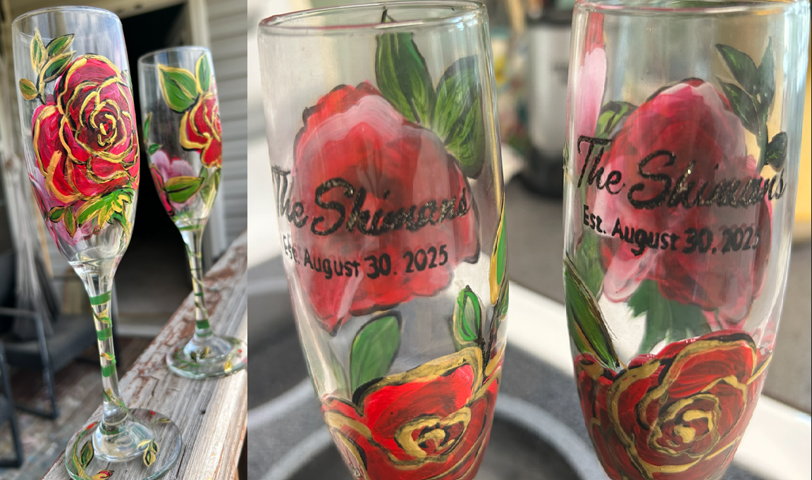 Commissioned Champagne Flutes 2-views