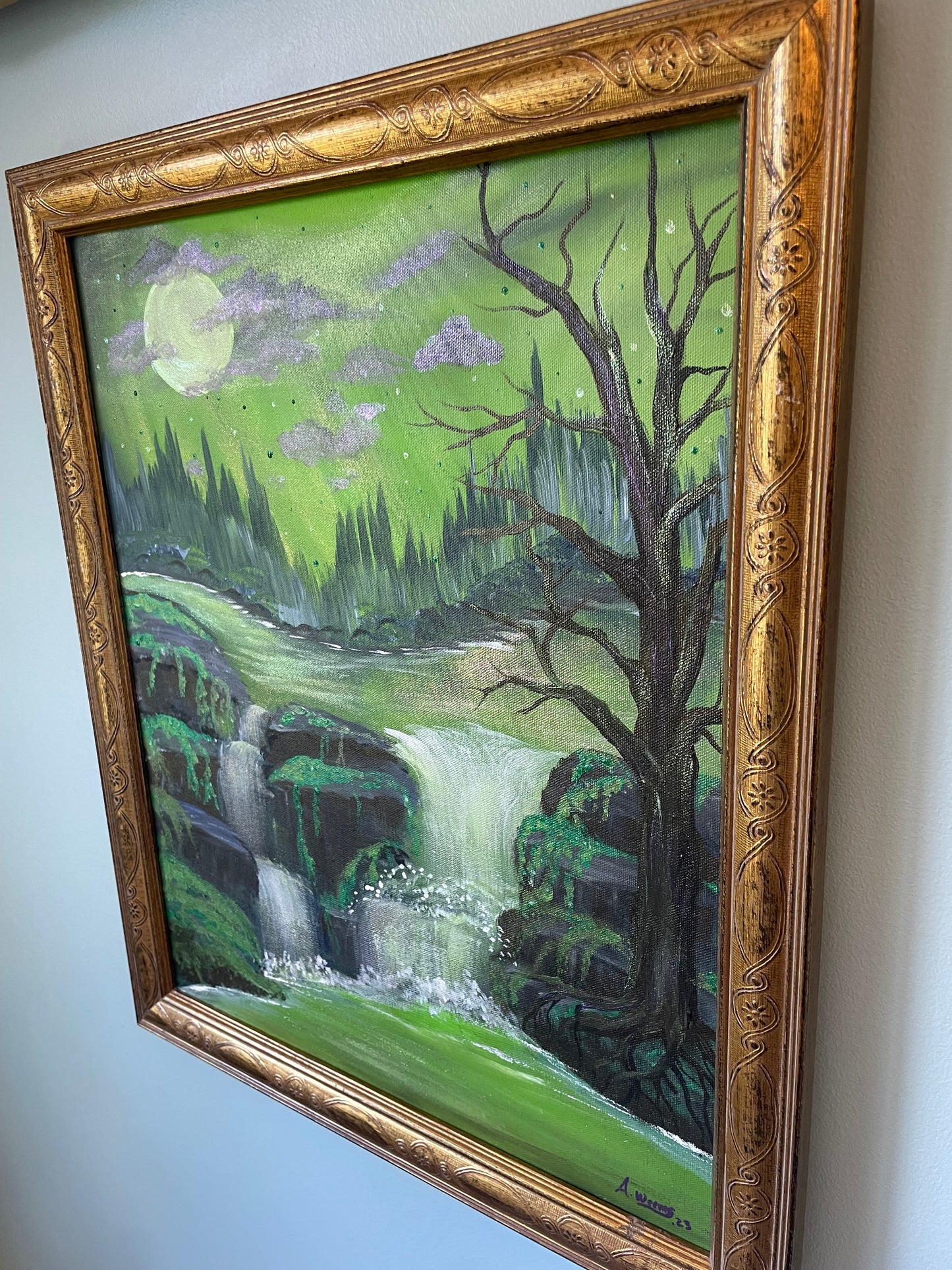 Acrylic Painting - Enchanted Waterfall