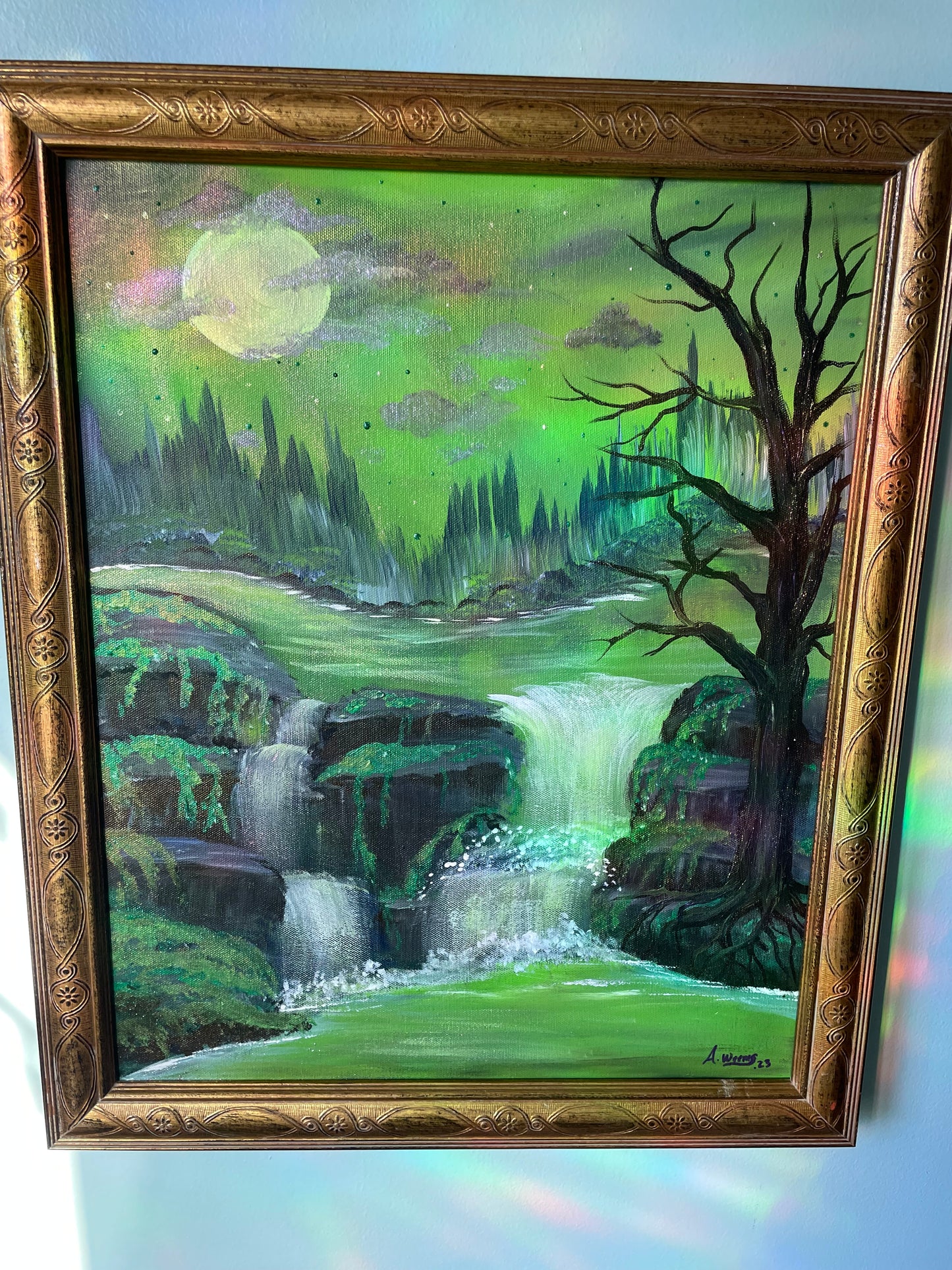 Acrylic Painting - Enchanted Waterfall